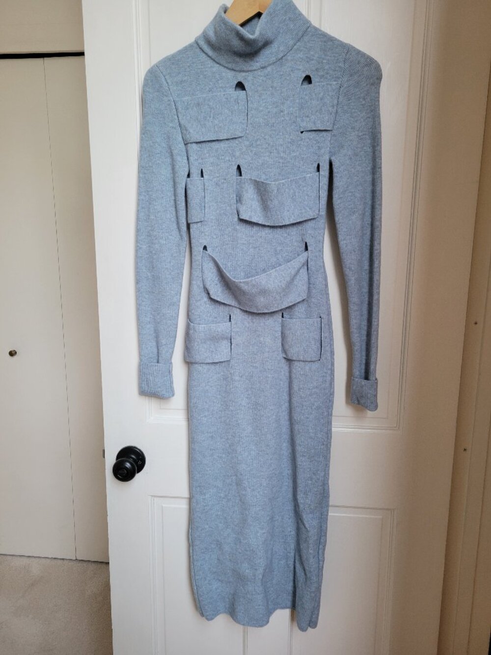 Boyarovskaya Slim Blue Turtleneck Midi Dress